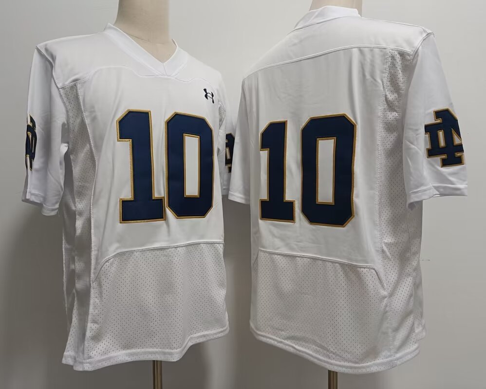 2024 NCAA Men University of Notre Dame #10 Sam Hartman white nike jerseys->ncaa teams->NCAA Jersey